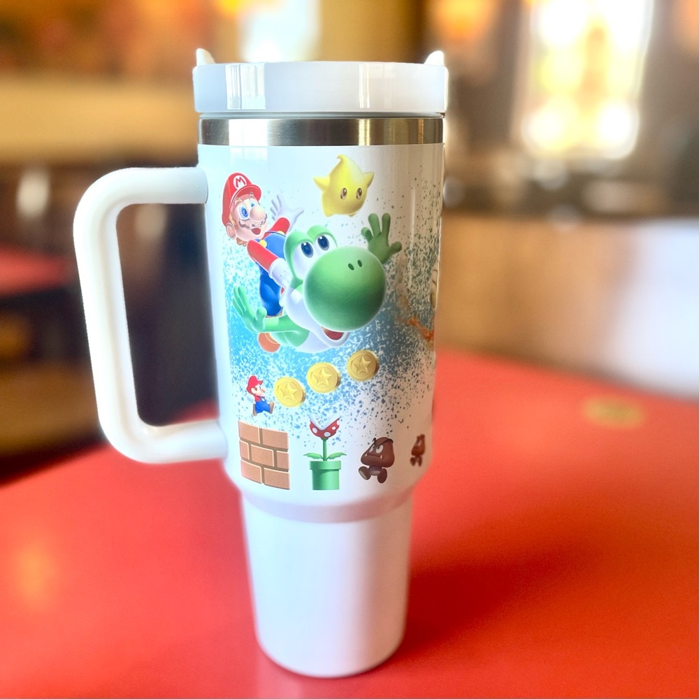 Custom 40 oz Tumbler Nintendo Super Mario Bros tumbler with hand carry handle. - Picture 7 of 7